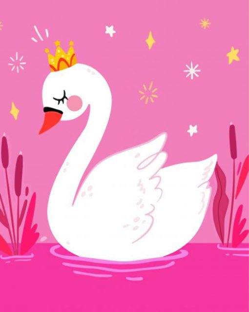 Elegant Swan With Crown Paint By Numbers