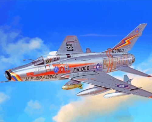 Flying F100 Super Sabre Paint By Numbers