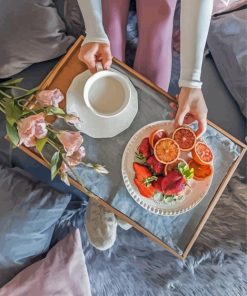 Girl Having Breakfast On Bed Paint By Numbers