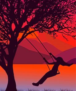 Girl Under Tree Silhouette Paint By Numbers