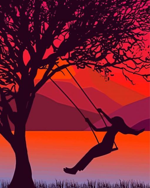 Girl Under Tree Silhouette Paint By Numbers