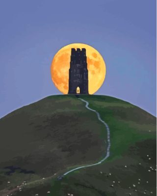 Glastonbury Tor Silhouette Paint By Numbers