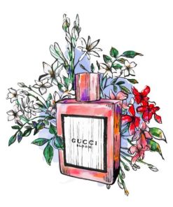 Gucci Perfume Bottle With Flowers Art Paint By Numbers