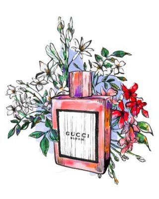 Gucci Perfume Bottle With Flowers Art Paint By Numbers