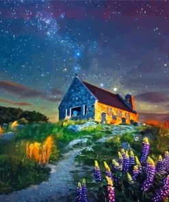 Isolated House At Night Paint By Numbers