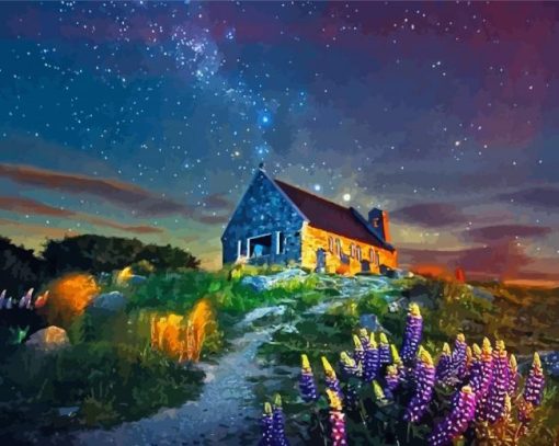 Isolated House At Night Paint By Numbers