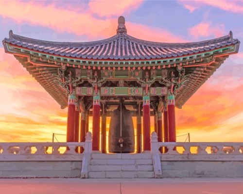 Korean Bell With Sunset Paint By Numbers