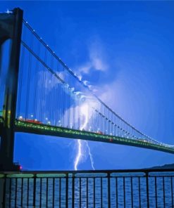 Lightning At Verrazzano Narrows Bridge Paint By Numbers