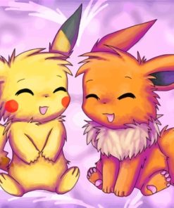 Lovely Pikachu And Eevee Paint By Numbers