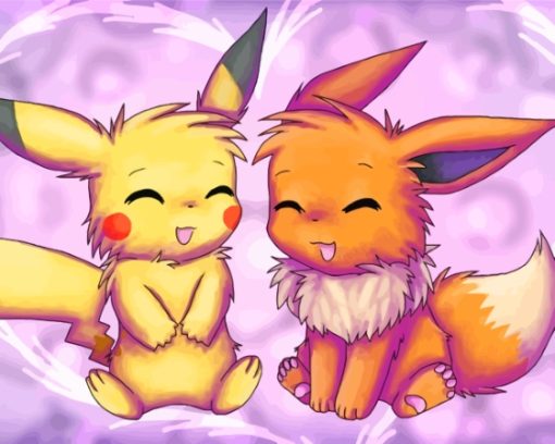 Lovely Pikachu And Eevee Paint By Numbers