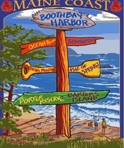 Maine Coast Boothbay Harbour Poster Paint By Numbers