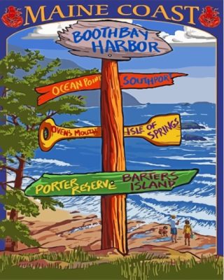 Maine Coast Boothbay Harbour Poster Paint By Numbers