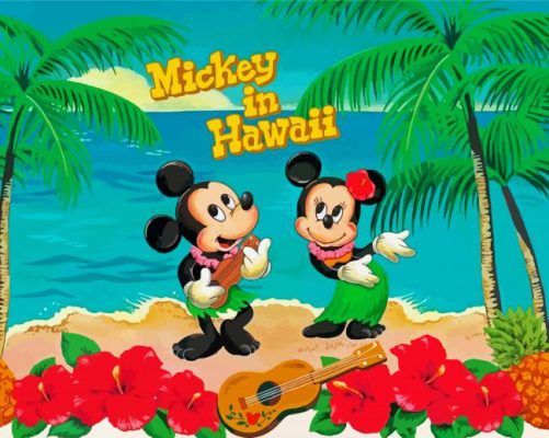 Mickey And Minnie In Hawaii Paint By Numbers