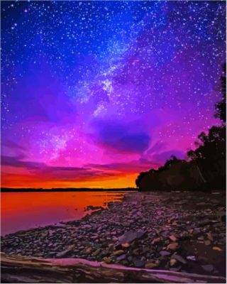 Milky Way Over Moosehead Lake Maine Paint By Numbers