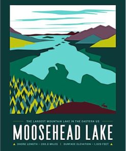 Moosehead Lake Maine US State Poster Paint By Numbers