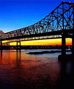 Natchez Mississippi Bridge Sundown Paint By Numbers