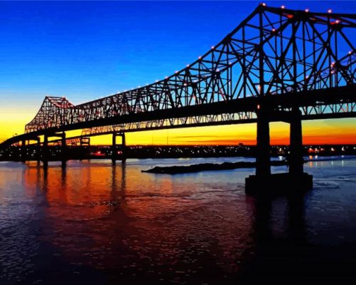 Natchez Mississippi Bridge Sundown Paint By Numbers