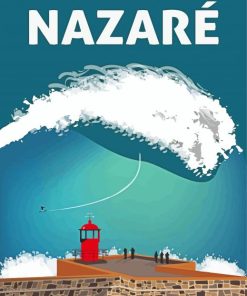 Nazare Portugal Waves Poster Art Paint By Numbers