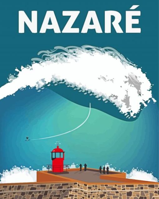 Nazare Portugal Waves Poster Art Paint By Numbers