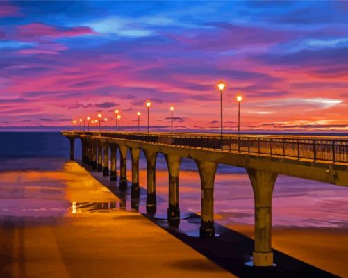 New Brighton Pier Sunset Paint By Numbers