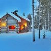 Norwegian Cabin In Snow Paint By Numbers