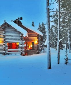 Norwegian Cabin In Snow Paint By Numbers