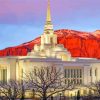 Ogden Utah Temple Red Mountain Paint By Numbers