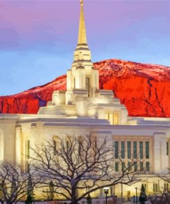 Ogden Utah Temple Red Mountain Paint By Numbers