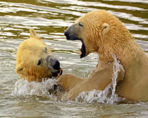 Polar Bears In Water Paint By Numbers