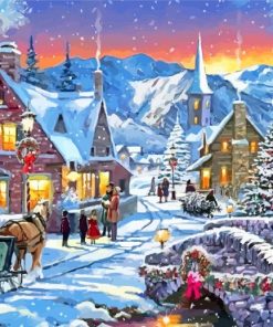 SNOWY VILLAGE Art Paint By Numbers