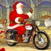 Santa Claus With Motorcycle Paint By Numbers