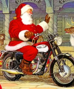 Santa Claus With Motorcycle Paint By Numbers