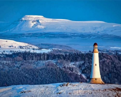 Snowy Ulverston Lighthouse Paint By Numbers