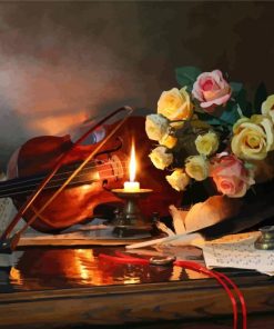 Still Life With Roses And Violin Paint By Numbers