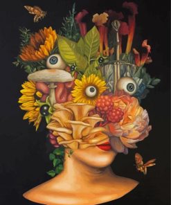 Surrealist Flowers Woman Face Paint By Numbers