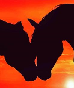 Two Horses In Love At Sunset Paint By Numbers