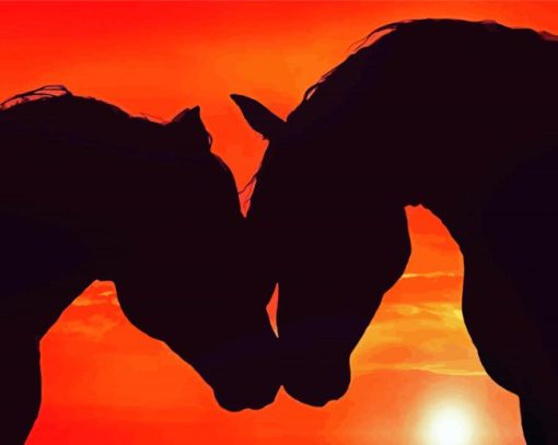 Two Horses In Love At Sunset Paint By Numbers