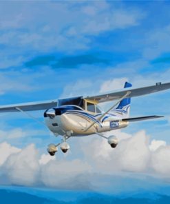 White And Blue Cessna 182 Aircraft Paint By Numbers