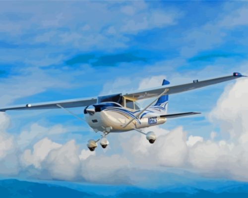 White And Blue Cessna 182 Aircraft Paint By Numbers