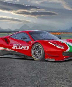 White Red And Green Ferrari 488 GT3 Paint By Numbers