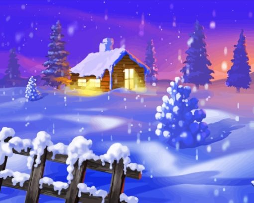 Winter Christmas Snow Night Paint By Numbers