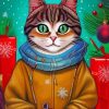 Xmas Cat And Gifts Paint By Numbers