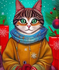 Xmas Cat And Gifts Paint By Numbers