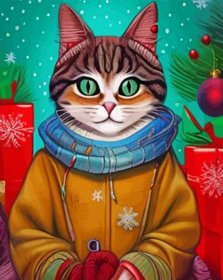 Xmas Cat And Gifts Paint By Numbers