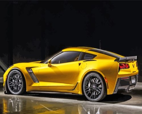 Yellow Corvette Sport Car Paint By Numbers