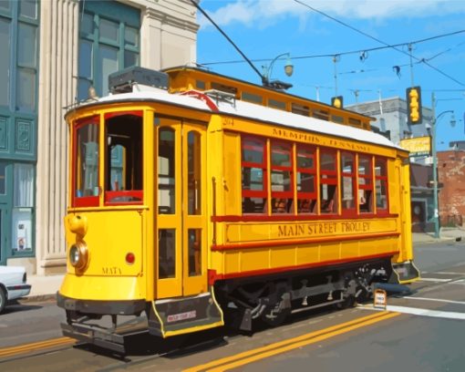 Yellow Streetcar Paint By Numbers