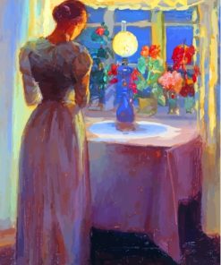 Young Girl In Front Of A Lighted Lamp Anna Ancher Paint By Numbers