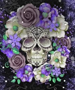 Aeshetic Floral Skull Paint By Numbers