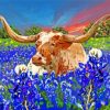 Aesthetic Bluebonnets And Longhorn Art Paint By Numbers