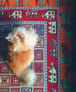 Brown Cat On Persian Rug Paint By Numbers